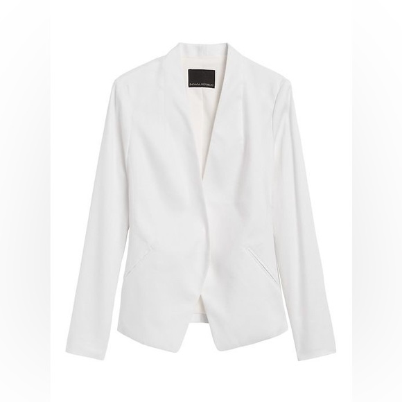 NWT Banana Republic WHITE COLLARLESS LINEN-COTTON BLAZER, size 4 - Picture 2 of 16
